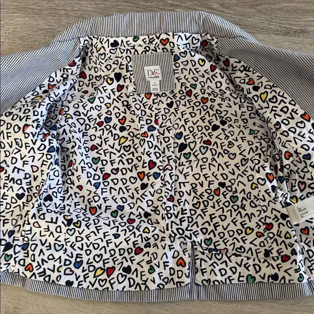 Diane von Furstenberg Girls Size 4 Blazer Jacket Embroidered Patchwork Designer